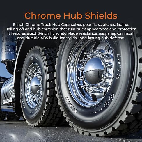 4 Pack Chrome Truck Hub Caps 8 Inch Baby Moon Style Rear Axle Covers Compatible with Peterbilt Freightliner Semi Trucks in Saudi Arabia