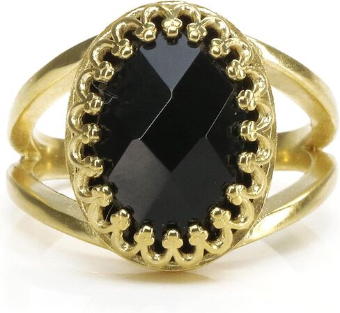 Stunning Black Onyx Ring in 14k Gold-filled Band - Luxurious Onyx Jewelry for Women - Art Deco Style - Sizes 3-12.5 - With Jewelry Box in Saudi Arabia