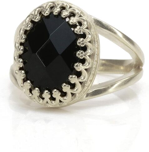Stunning Black Onyx Ring in 14k Gold-filled Band - Luxurious Onyx Jewelry for Women - Art Deco Style - Sizes 3-12.5 - With Jewelry Box in Saudi Arabia