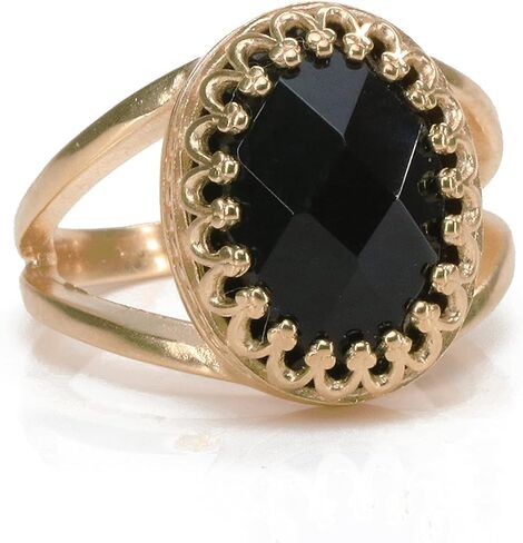 Stunning Black Onyx Ring in 14k Gold-filled Band - Luxurious Onyx Jewelry for Women - Art Deco Style - Sizes 3-12.5 - With Jewelry Box in Saudi Arabia