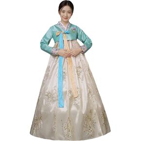 STIOEDYUAN Women‘s Traditional Korean Hanbok Dress Long Sleeve Palace Wedding Costume with Floral Embroidery in Saudi Arabia