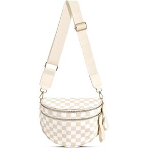 Checkered Crossbody Bag for Women Bum Bag Spacious Nylon Fanny Packs Cross Body Shoulder Purses Bag Handbags in Kuwait