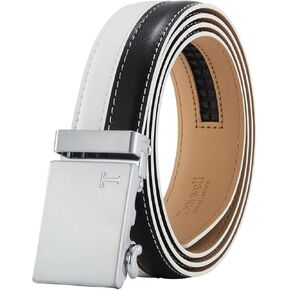أحزمة تونيويل سقاطة للرجال، حزام أسود/أبيض للرجال قابل للتعديل، حزام جلدي 1 3/8 بوصة لفستان الأزياء التنكرية in Kuwait