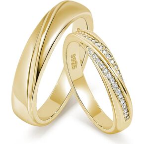 Meissa Promise Rings for Couples His and Her Wedding Ring Band 925 Sterling Silver 2Pcs Engagement Marriage Rings Set Custom Personalized Engravable Matching Rings Gold Plated Size 6-11 in Kuwait