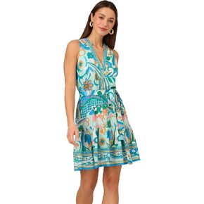 Adrianna Papell Printed Halter Dress, Mint Multi in Saudi Arabia