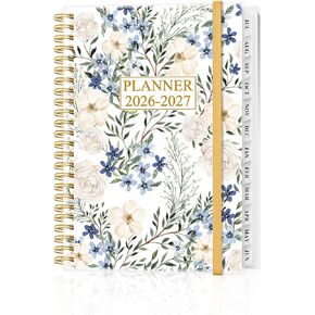 مخطط أكاديمي 2026-2027 - مخطط أسبوعي وشهري من يوليو 2026 إلى يونيو 2027، أجندة 2026 2027 مع جيب داخلي، شريط مطاطي، 6.4 بوصة × 8.5 بوصة، زهرة مسحوقة in Kuwait