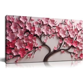 Flower Canvas Wall Art for Living Room Tree Pictures Wall Decor for Bedroom Pink Wall Art for Office Women Size 20 x 40 Inch in Saudi Arabia