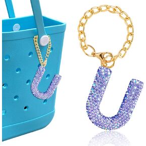 Diamond Letter Keychains Charms for Bogg Bag, Sparkling Rhinestone Lettering Accessories Charm for Simply Southern Bag. in Kuwait