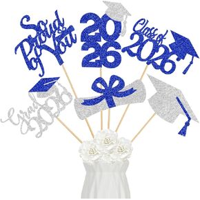 24 Pcs Graduation Centerpieces 2024 Orange and Blue, Graduation Centerpieces for Tables 2024 Blue and Orange Graduation Centerpiece Sticks for Graduation Party Decorations 2024 Orange and Blue in Saudi Arabia