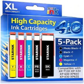 Starink Remanufactured Ink Replacement for Epson 410 410XL T410XL Ink Cartridges 5 Pack Compatible with Epson Expression XP-7100 XP-830 XP-640 XP-630 XP-530 XP-635 Printer High Yield & Latest Chip in Kuwait
