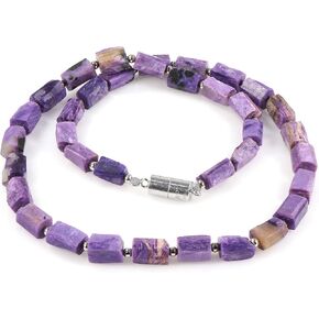 NirvanaIN قلادة الشارويت مع قلادة كرات الفضة أقفال مغناطيسية قلادة الخرز قلادة حجر الشارويت الطبيعي تصميم مذهل قلادة الخرز الشارويت in Kuwait