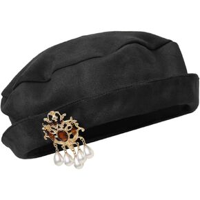 Medieval Tudor Beret Hat Renaissance Cap with Brooch Men Women Vintage Classic Costume Accessories in Kuwait
