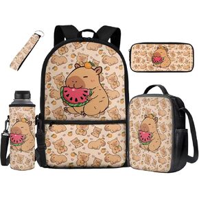 Axolotl Backpack with Lunch Box Kids Girls 6-8/5-7 Elementary School Bookbags for 3rd Grade Preppy Student Back Pack Lunch Bag Pencil Case Watter Bottle Holder Keychain Book Bags 5PCS Set in Kuwait