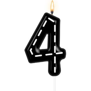 Racing Car Birthday Candle Number 4 Black and White Checkered Flag Candle Birthday Party Decoration Truck Wheel Cake Topper for Reunions Racing Car Themed Party Supplies (Number 4) in Saudi Arabia