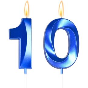 Big 2.76 inch Blue 10 Birthday Candle 10th Birthday Decorations for Boys, 10th Birthday Candles for Bruh Im 10 Birthday Decorations,Number 10 Candles in Kuwait