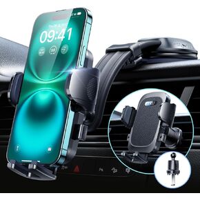 YRU [حامل هاتف السيارة الأكثر أمانًا وذراع قابل للانحناء 【شفط قابل للدوران 360 درجة ولا يحجب الرؤية أبدًا】 فتحة تهوية للزجاج الأمامي للهاتف المحمول لهاتف iPhone 17 Pro Max 16 15 Samsung، أسود in Kuwait