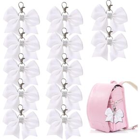 12 قطعة بريق لامع القوس المفاتيح لفتاة Bowknot المرأة حقيبة الظهر حقيبة يهتف فريق التشجيع الرياضة هدية in Kuwait
