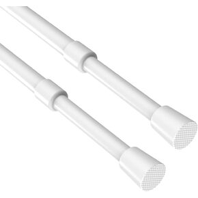 قضبان ستائر زنبركية 2 حزمة، 28-48 بوصة بيضاء قابلة للتعديل بدون قضيب ضغط للنوافذ، توتر صغير رقيق قابل للتوسيع للحمام والمطبخ in Kuwait