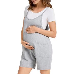 بذلة الأمومة القطنية القابلة للتعديل بشريط سباغيتي رومبير صيفي فضفاض غير رسمي بدون أكمام مع جيوب in Kuwait