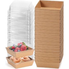 20 Pack Small Charcuterie Boxes with Clear Lids, 4.5x4.5 Inches Brown Dessert Boxes Square Disposable Paper Bakery Boxes to Go Food Containers for Wedding, Party, Strawberries, Sandwich & Cupcakes in Saudi Arabia