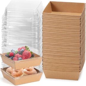 20 Pack Small Charcuterie Boxes with Clear Lids, 4.5x4.5 Inches Brown Dessert Boxes Square Disposable Paper Bakery Boxes to Go Food Containers for Wedding, Party, Strawberries, Sandwich & Cupcakes in Saudi Arabia