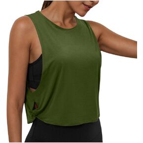 Womens Large Armhole Tank Tops Sleeveless Cropped Workout Yoga Tee Shirts Summer Casual Sport Running Breathable Vests in Kuwait