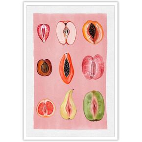 Sliced Feminine Fruit Print Vintage Poster Pink Fruity Wall Art Funky Unique Home Decor Empowering Feminism Artwork for Kitchen Bedroom For Dorm wall 12x16in Unframed in Kuwait