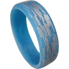 Handmade Ring Band - Men's or Women's Texalium Blue Glow Ring, Matte Finish, Glow-in-the-Dark, Durable, Scratch Resistant, Waterproof, Sizes 4-16, Custom Band Widths in Kuwait
