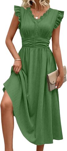 SHEWIN Women Summer Elegant Ruffle Sleeve Dress Semi Formal Boho Outfits 2026 in Saudi Arabia