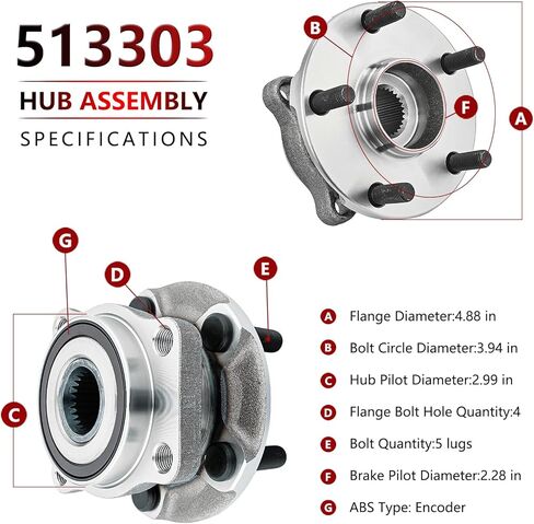 JLEO 513303 (زوج) محمل العجلات الأمامية ومجموعة المحور لـ 2009-2014 Subaru Forester، 2008-2014 Subaru Impreza، 2013-2014 Subaru WRX/XV Crosstrek in Saudi Arabia