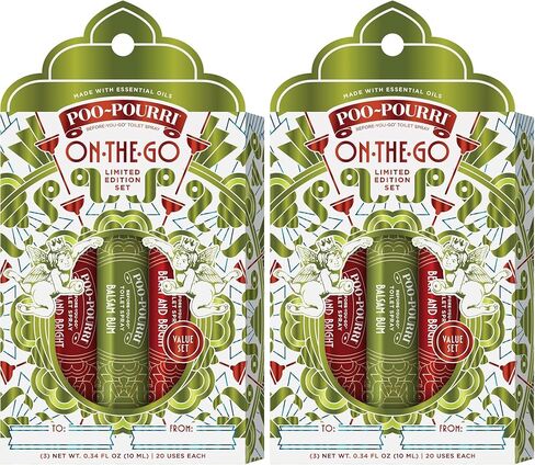 Poo-Pourri Holiday On-The-Go Travel Size, 3 Pack Gift Set, 10mLs Each, Berry and Bright and Balsam Bum - Cranberry, Cinnamon, Balsam Fir and Cedarwood in Saudi Arabia