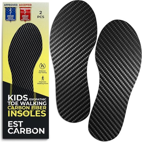 Kids Carbon Fiber Insoles for Children's Idiopathic Toe Walking 2 Pieces - Orthotics for Tip Toe Walking Correction for Kids, Tip Toe Treatment - Children's Idiopathic Toe Walking Insoles in Kuwait