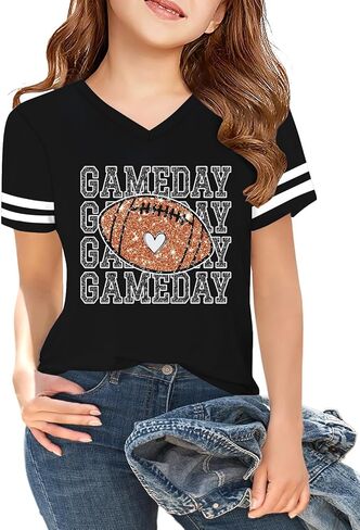 الفتيات الفتيان قميص كرة القدم لعبة يوم قمصان للأطفال 5-14Years الجرافيك الأحد Funday تي شيرت الخامس الرقبة الرياضة الموسم المحملة القمم in Kuwait