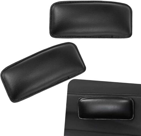 قطعتان من وسادة مسند ذراع السيارة، وسادة مسند ذراع جلدية لباب السيارة لمرفق الركبة والساق، مقاومة للماء وناعمة ومريحة لوحدة التحكم المركزية في الركبة، ملحقات داخلية عالمية للسيارات (أسود) in Kuwait