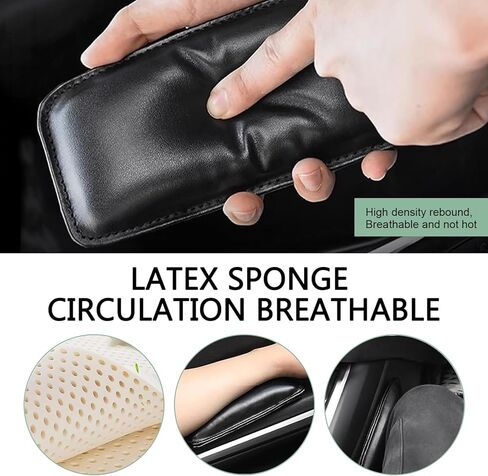 قطعتان من وسادة مسند ذراع السيارة، وسادة مسند ذراع جلدية لباب السيارة لمرفق الركبة والساق، مقاومة للماء وناعمة ومريحة لوحدة التحكم المركزية في الركبة، ملحقات داخلية عالمية للسيارات (أسود) in Kuwait