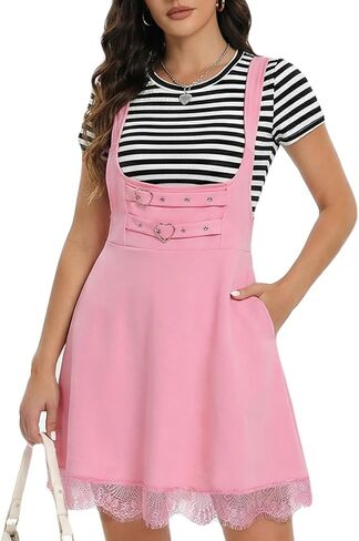 YOINS Overalls Dress for Women Adjustable Straps Pinafore Dress Casual Mini Cute A-Line Suspender Skirt in Saudi Arabia