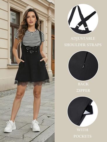YOINS Overalls Dress for Women Adjustable Straps Pinafore Dress Casual Mini Cute A-Line Suspender Skirt in Saudi Arabia