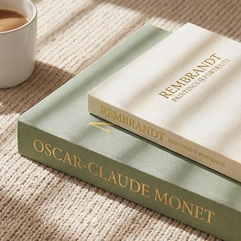 Decorative Books 3pcs, Set of 2 Linen Fake Books and 1 Bead Garland for Bookshelf Coffee Table Decor, Book Storage Boxes for Mantle Home Decor Living Room, Modern Neutral Aesthetic Decoration in Saudi Arabia