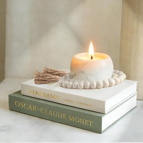 Decorative Books 3pcs, Set of 2 Linen Fake Books and 1 Bead Garland for Bookshelf Coffee Table Decor, Book Storage Boxes for Mantle Home Decor Living Room, Modern Neutral Aesthetic Decoration in Saudi Arabia