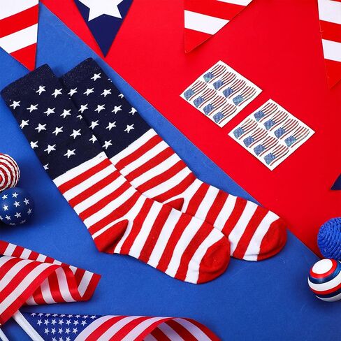 Panitay 12 Pcs USA 250th Sport Accessories 6 Softball Soccer Socks 6 Glitter Eye Black Stickers for Youth Women Adult Supplies in Saudi Arabia