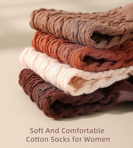 SIONCY Ankle Socks for Women Cotton Cable Knit Ruffle Socks, Low Cut, Breathable, Casual, Cute, 6 Pairs in Saudi Arabia