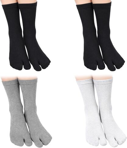 4 Pairs Flip Flop Socks, Tabi Socks Women Men Black Tabi Socks, Split Toe Cotton Tabi Socks Comfortable Casual Wear, Black White Gray in Saudi Arabia
