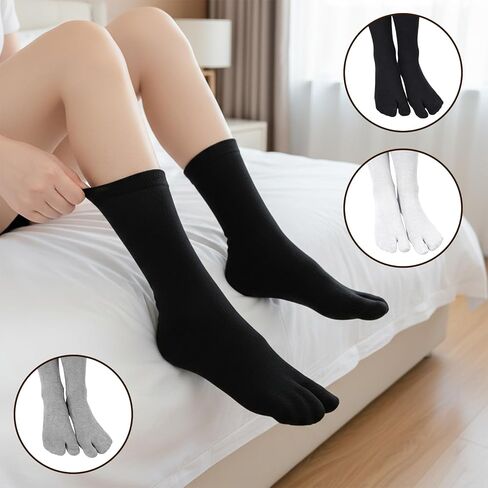 4 Pairs Flip Flop Socks, Tabi Socks Women Men Black Tabi Socks, Split Toe Cotton Tabi Socks Comfortable Casual Wear, Black White Gray in Saudi Arabia