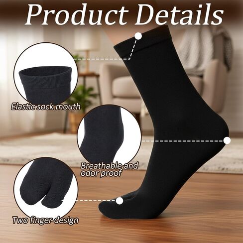 4 Pairs Flip Flop Socks, Tabi Socks Women Men Black Tabi Socks, Split Toe Cotton Tabi Socks Comfortable Casual Wear, Black White Gray in Saudi Arabia