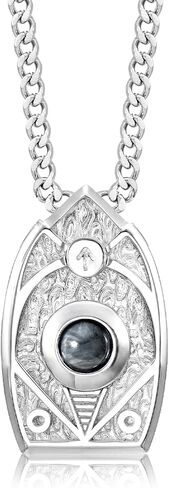 AWNL Men's Sterling Silver Pendant Necklace Hawk Eye Natural Gemstone Tiwaz Moving Ball Necklace with Stainless Steel Chain Gift for Men 24 Inch in Kuwait