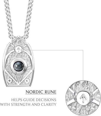 AWNL Men's Sterling Silver Pendant Necklace Hawk Eye Natural Gemstone Tiwaz Moving Ball Necklace with Stainless Steel Chain Gift for Men 24 Inch in Kuwait