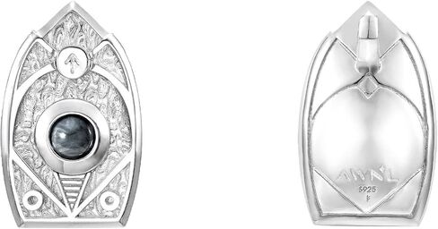 AWNL Men's Sterling Silver Pendant Necklace Hawk Eye Natural Gemstone Tiwaz Moving Ball Necklace with Stainless Steel Chain Gift for Men 24 Inch in Kuwait