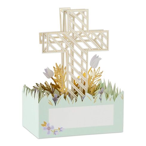 Hallmark Paper Wonder Religious Pop-Up Card (Rejoice, Gold Cross with Purple Flowers) for Easter, Confirmation, First Communion in Saudi Arabia