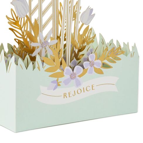 Hallmark Paper Wonder Religious Pop-Up Card (Rejoice, Gold Cross with Purple Flowers) for Easter, Confirmation, First Communion in Saudi Arabia