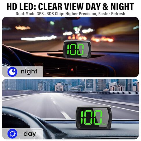 عداد السرعة الرقمي GPS للسيارة ميلا في الساعة، شاشة عرض رأسية مع خط LED كبير للسيارات HUD GPS عداد السرعة ميلا في الساعة، عداد السرعة GPS للسيارات والشاحنات والقوارب وسيارات الدفع الرباعي والدراجات النارية جميع المركبات كابل USB التوصيل والتشغيل in Kuwait